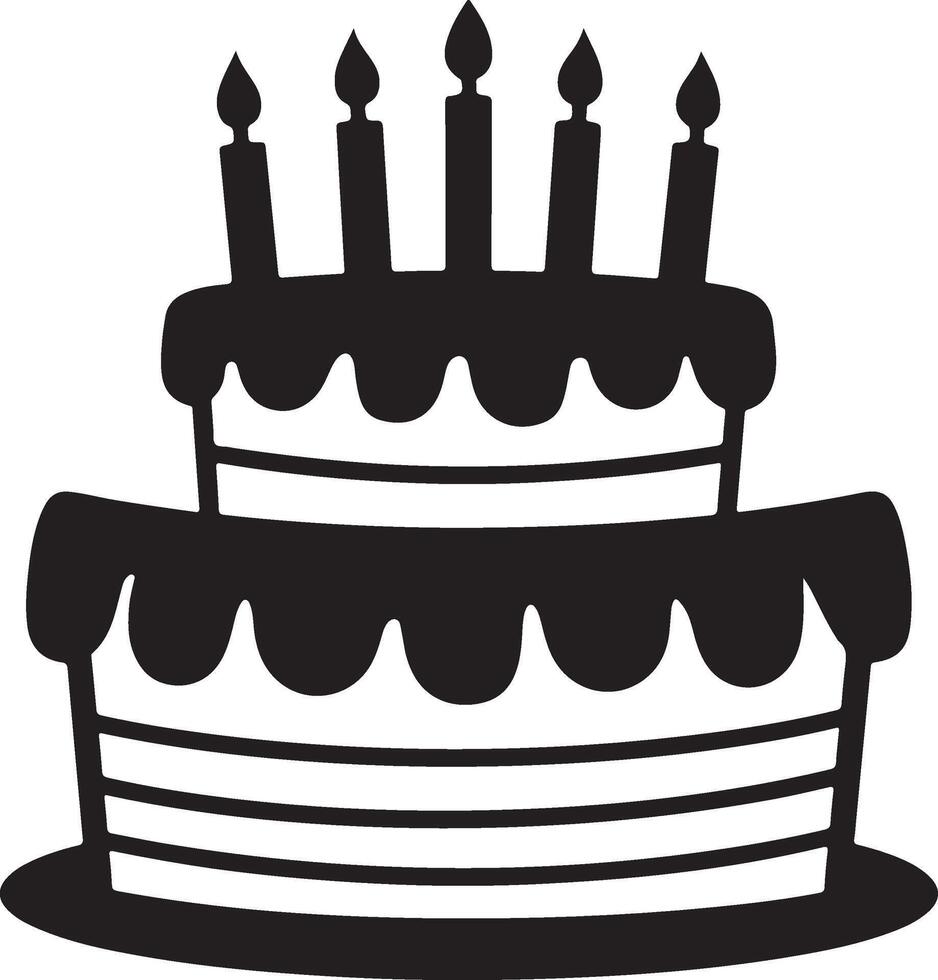 illustration of birthday cake with burning candle vector