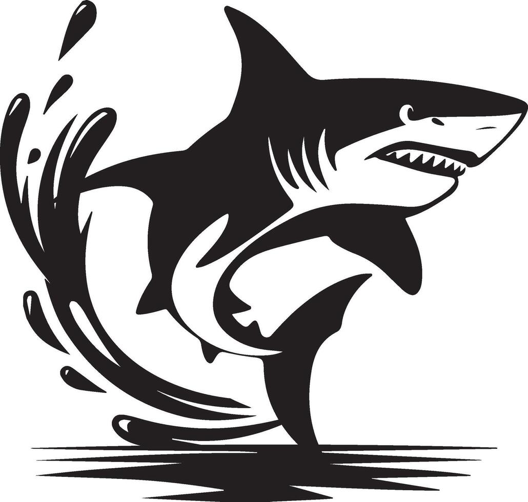 shark in water, silhouette vector