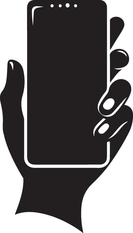 Hand Holding Smart Phone, silhouette vector