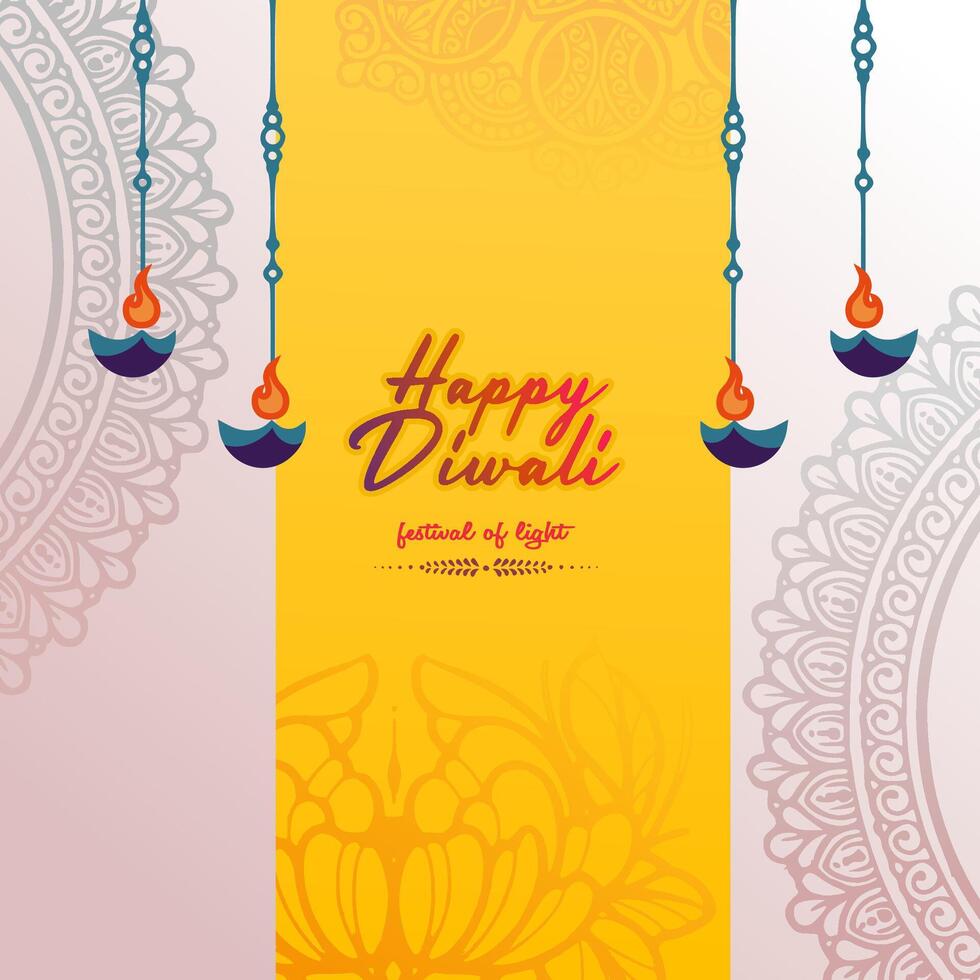 artistic happy diwali card ornament vector