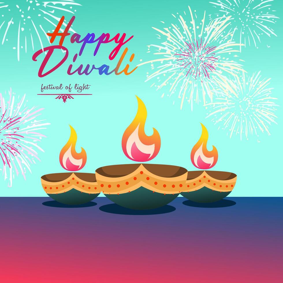 happy diwali festival card concept vector