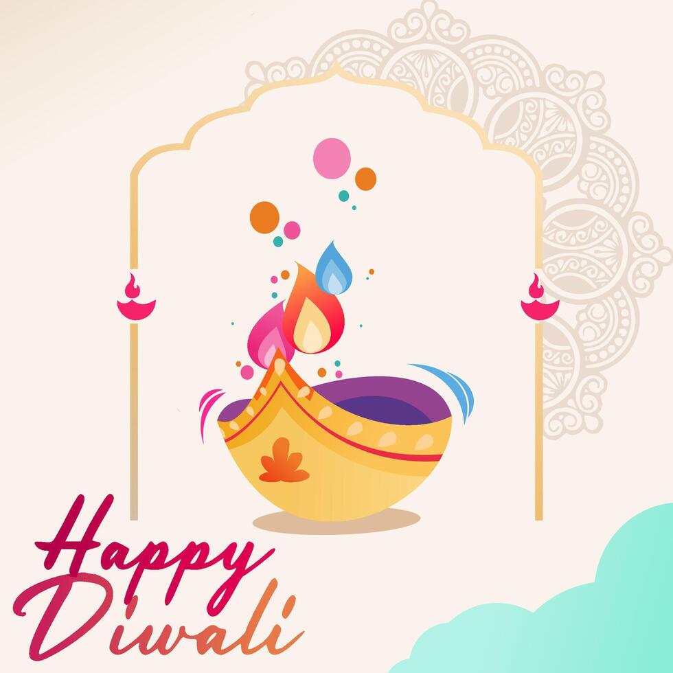 happy dipawali festival card and background vector