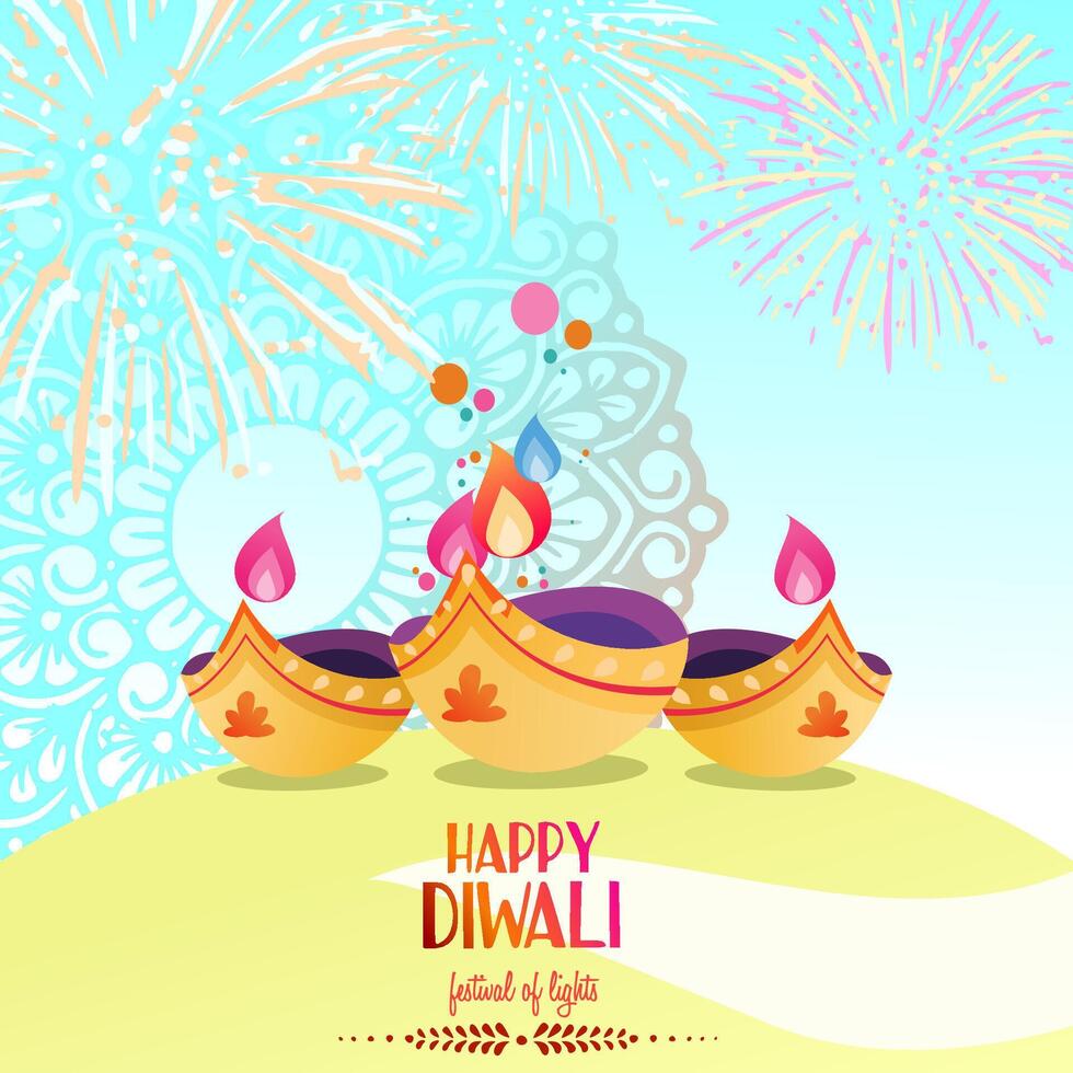 happy diwali festival of lights card concept vector