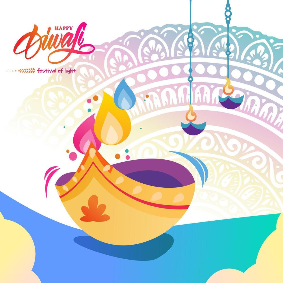 artistic diwali greetings card background vector