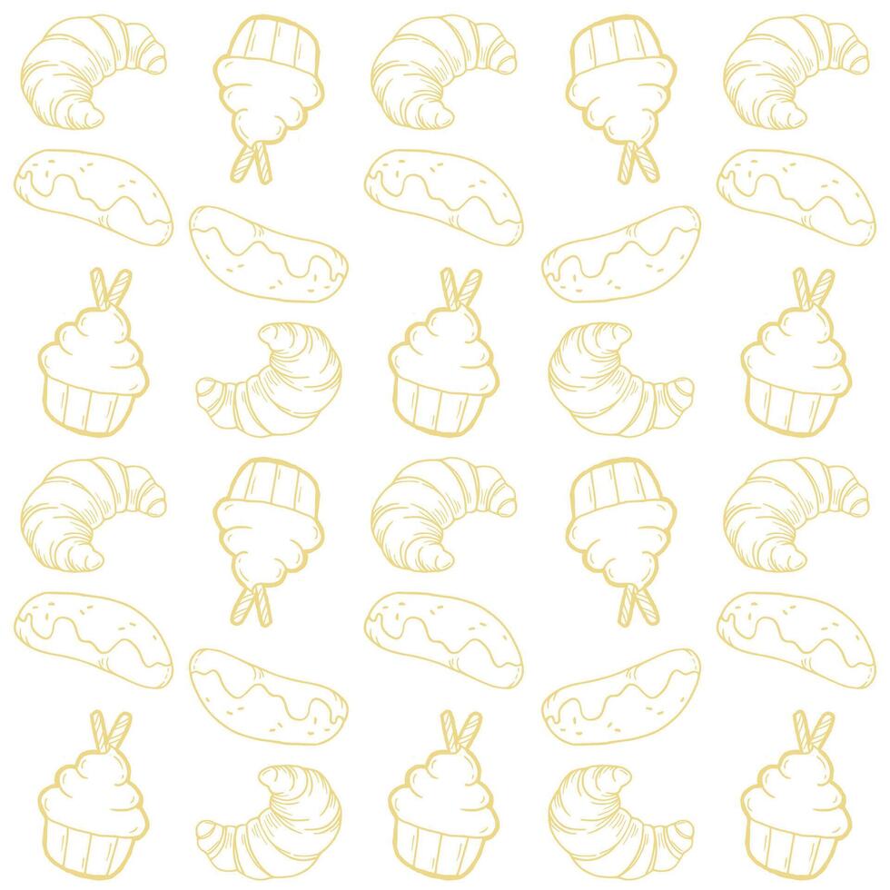 cakes and bread pattern vector
