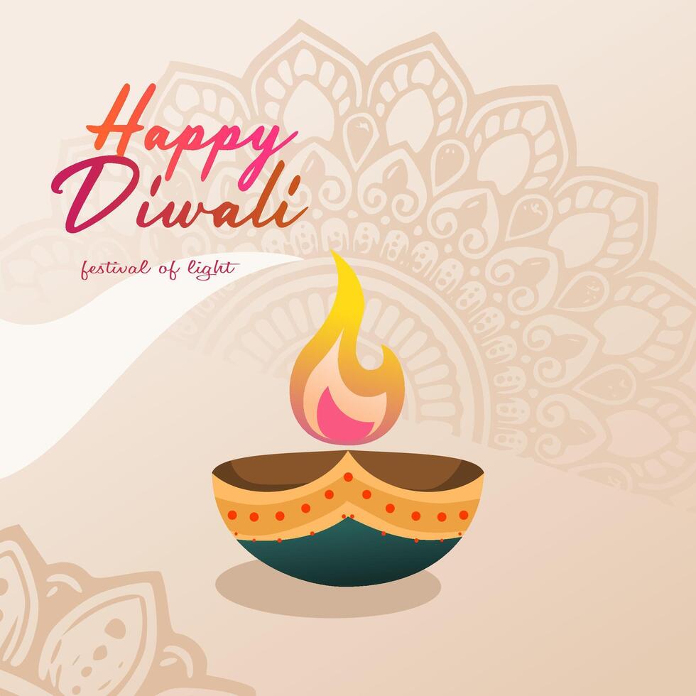 diwali artistic festival card vector