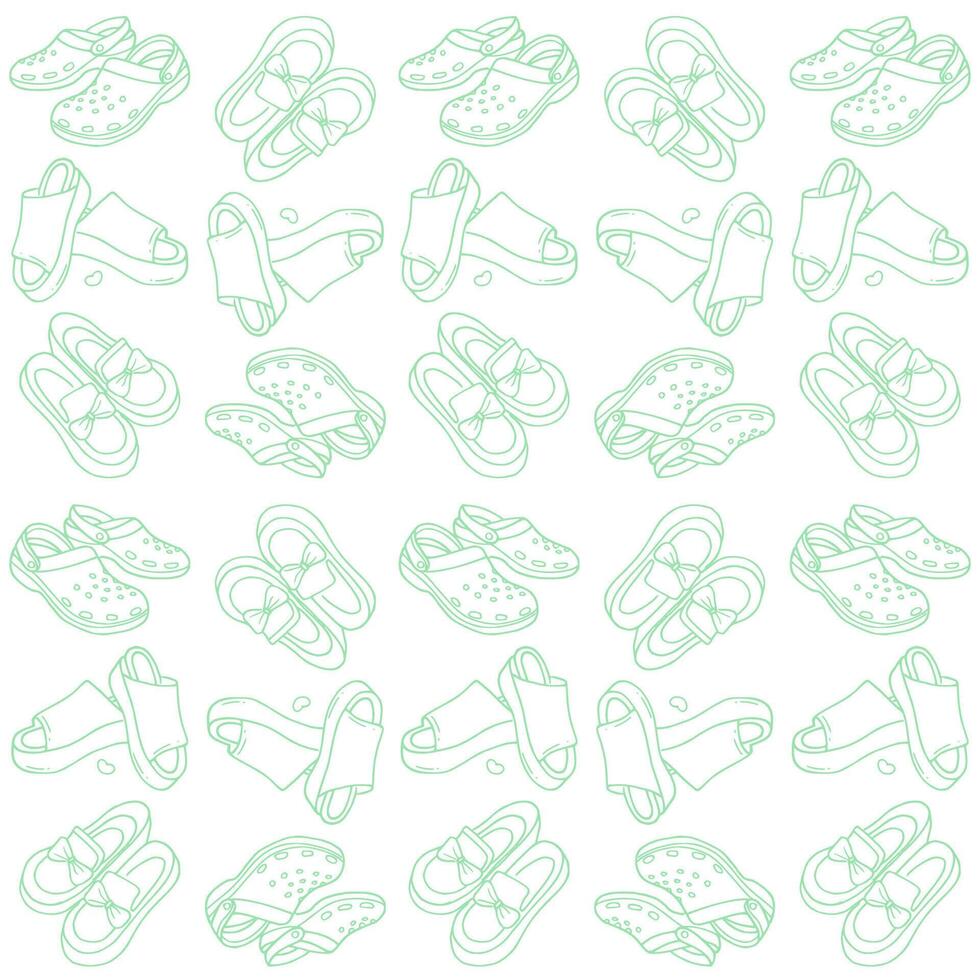 simple doodle footwear in pattern style vector