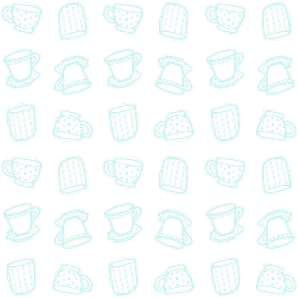 hand drawn cup of coffee pattern vector