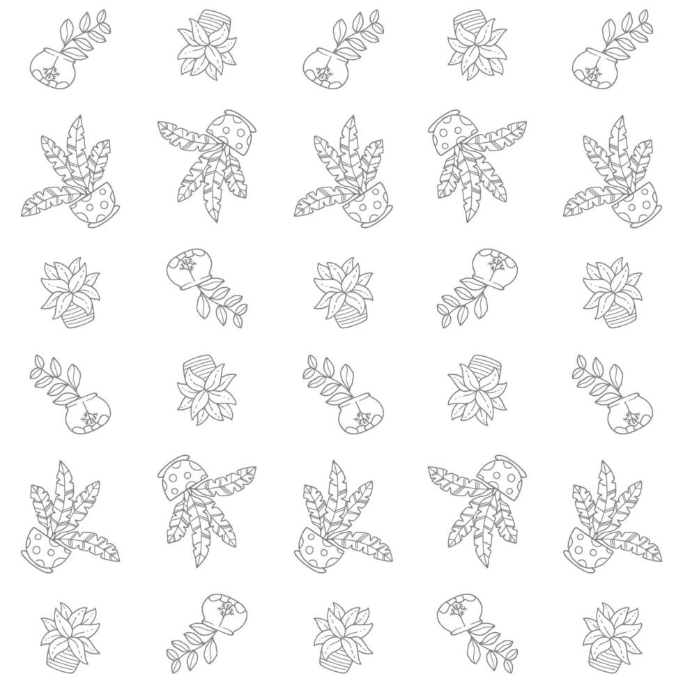 plants in pots pattrern vector