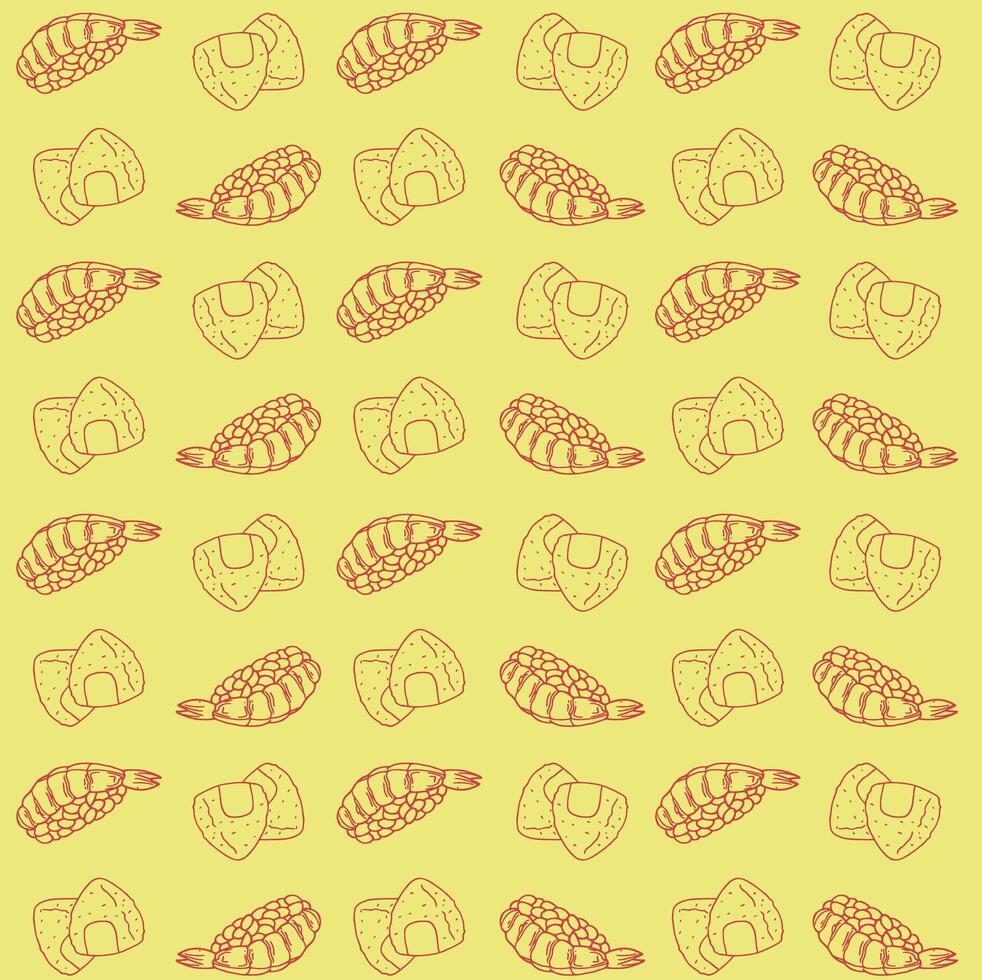 sushi and onigiri pattern vector