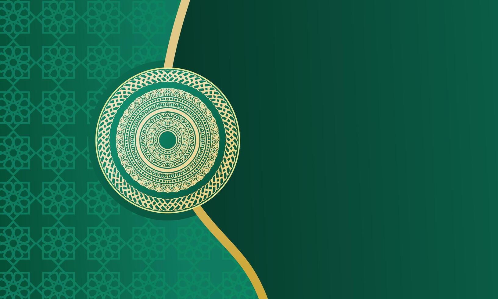 luxury green and gold mandala background vector