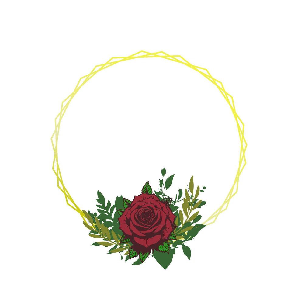 wreath gold frame and flower vector