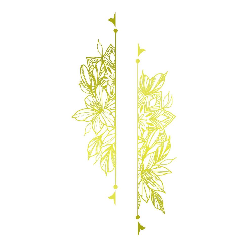 vertical floral frame scroll vector