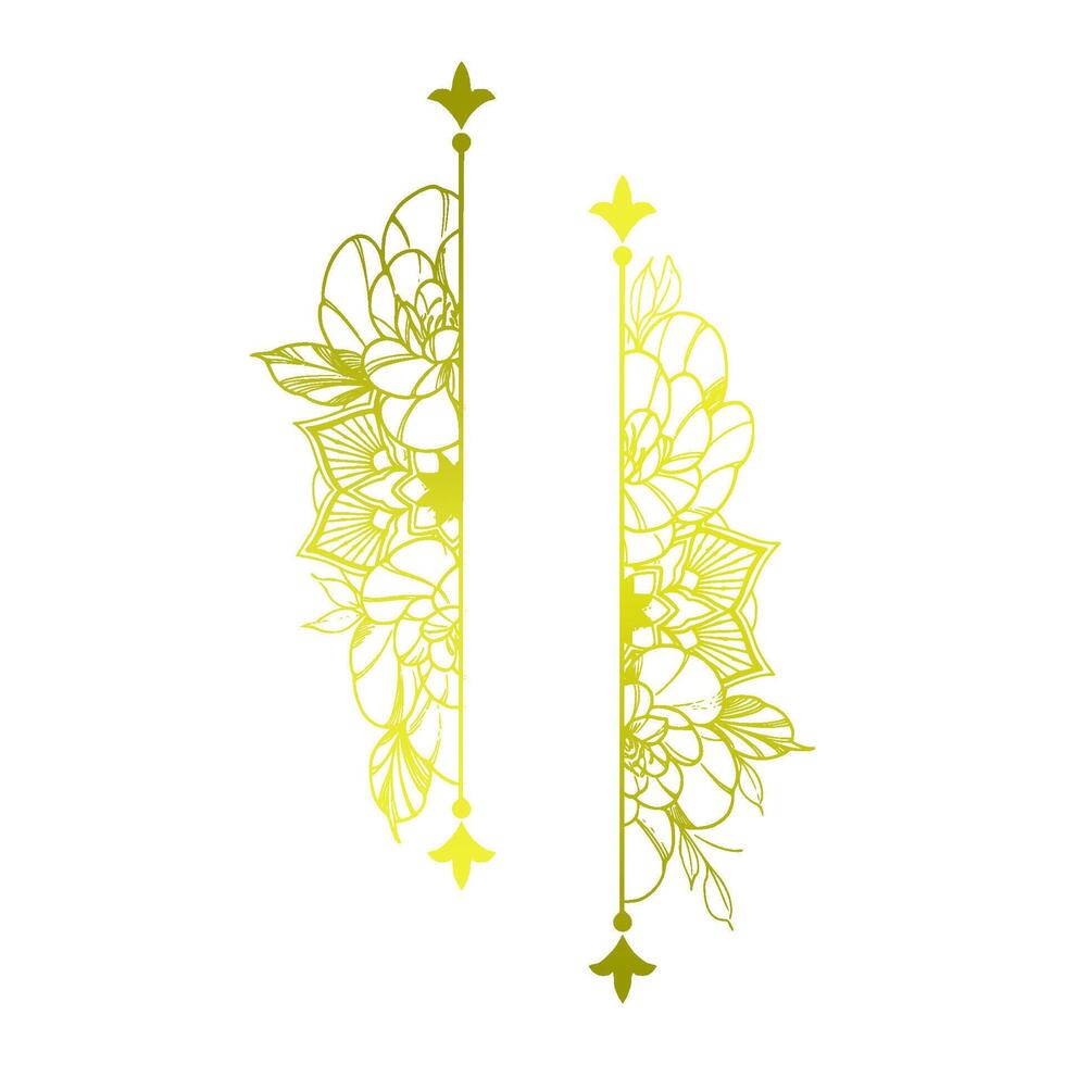vertical floral frame scroll in gold vector