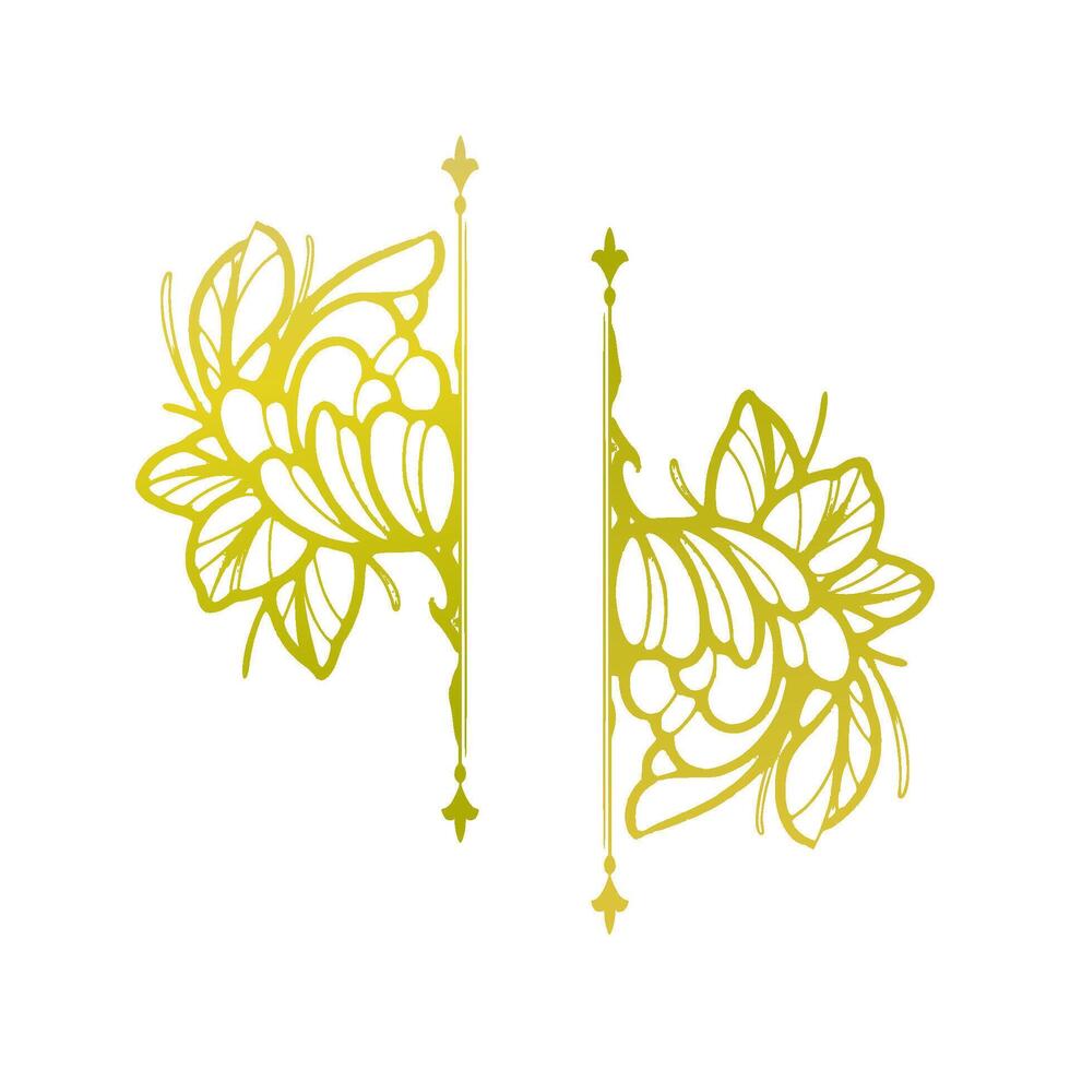 floral frame scroll in gold vector