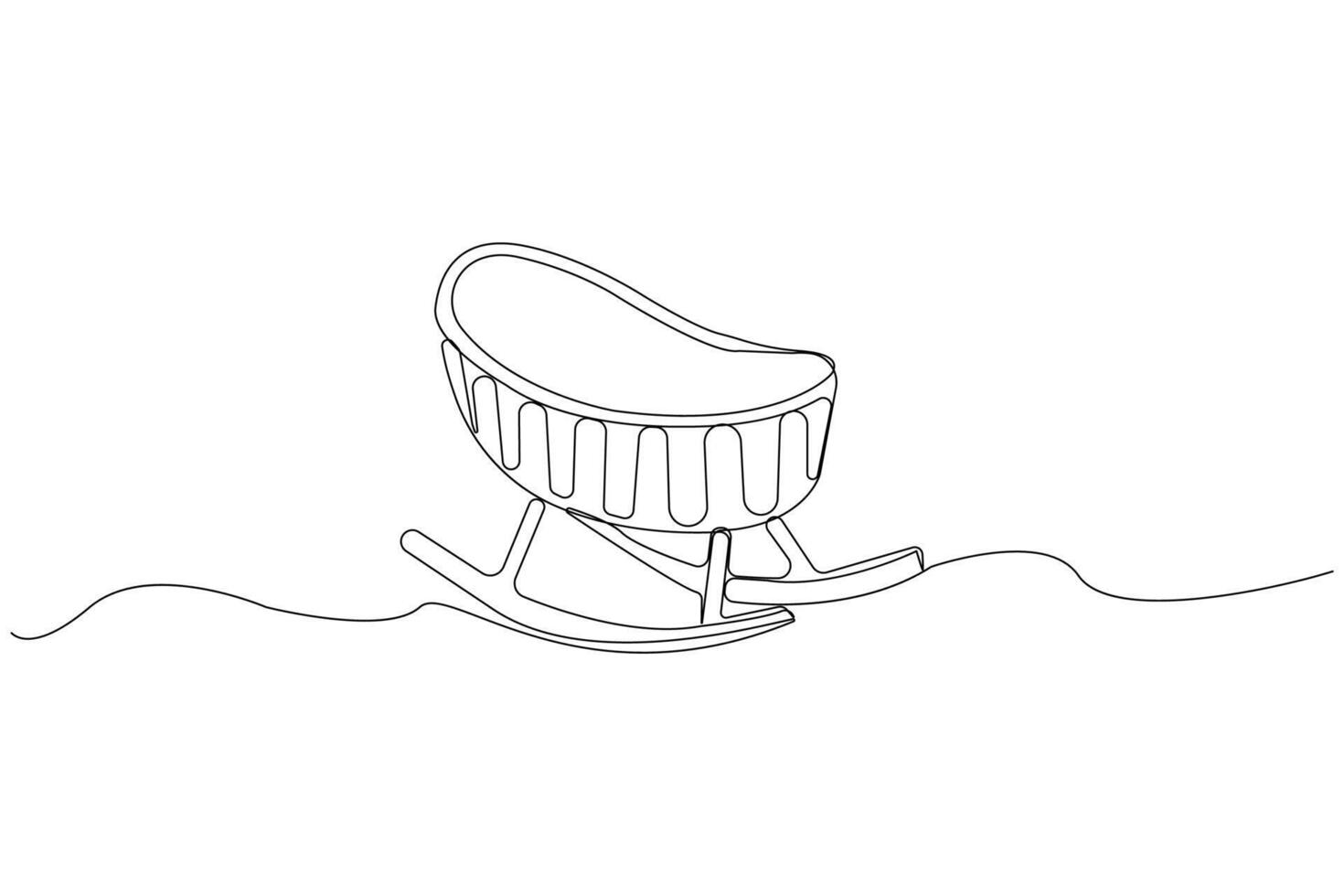 Hand-drawn baby cot continuous line art illustration. Bed for newborn outline . vector