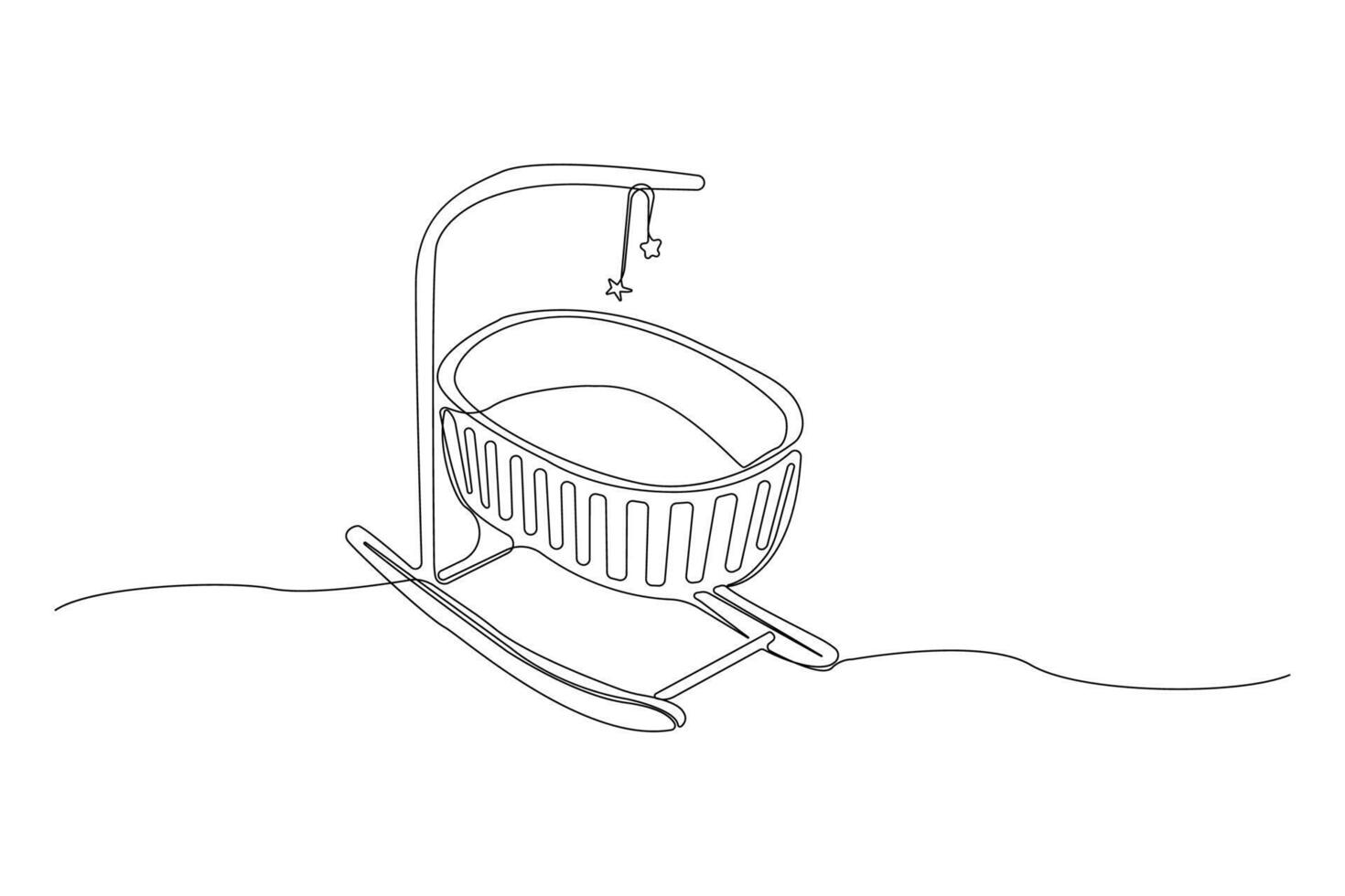 Baby cot continuous line illustration. Bed for newborn outline . vector