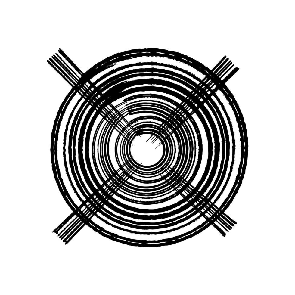 A circle illustration with simple brush strokes vector
