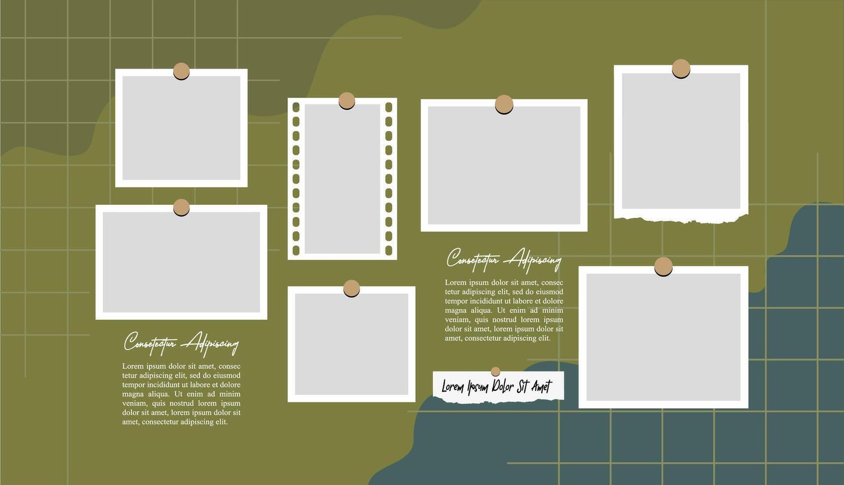 Untidy photo frame collage vector
