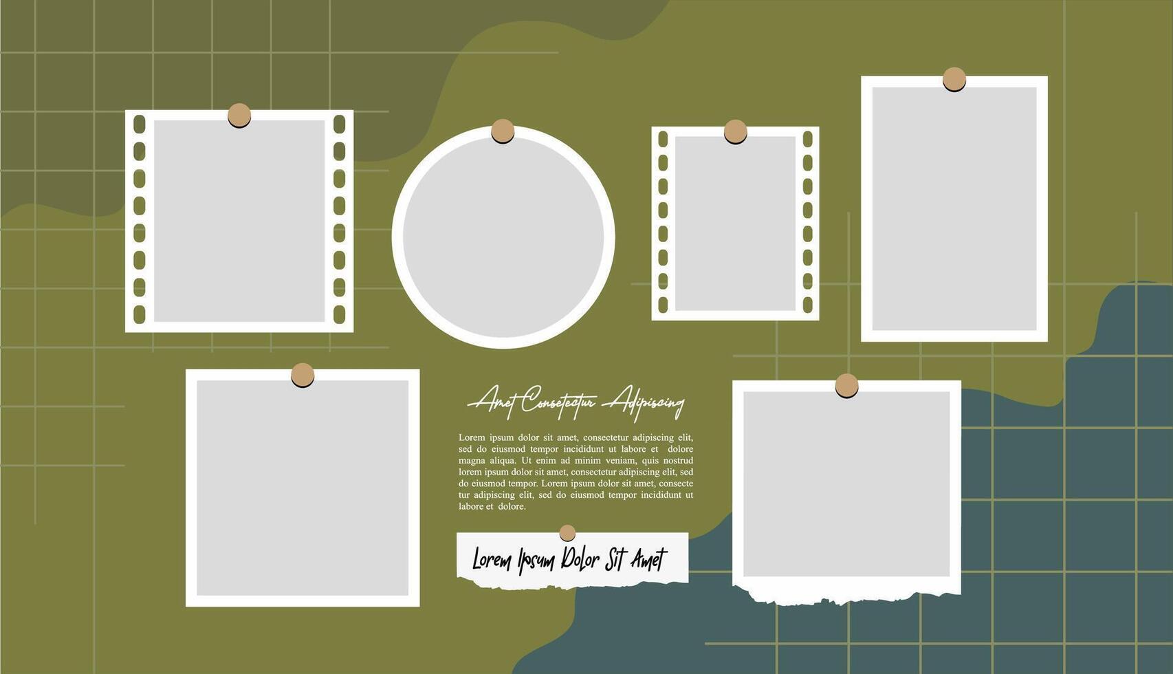 Picture Collage grid photo effect template vector