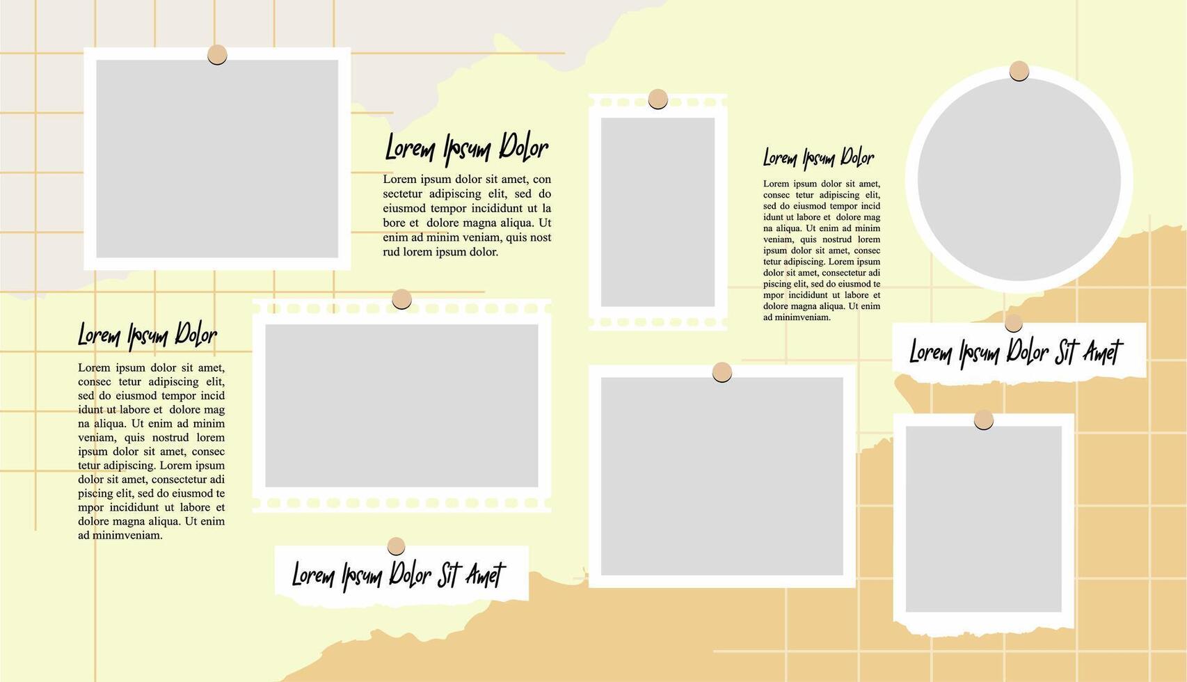 grid layout abstract photo frames template vector