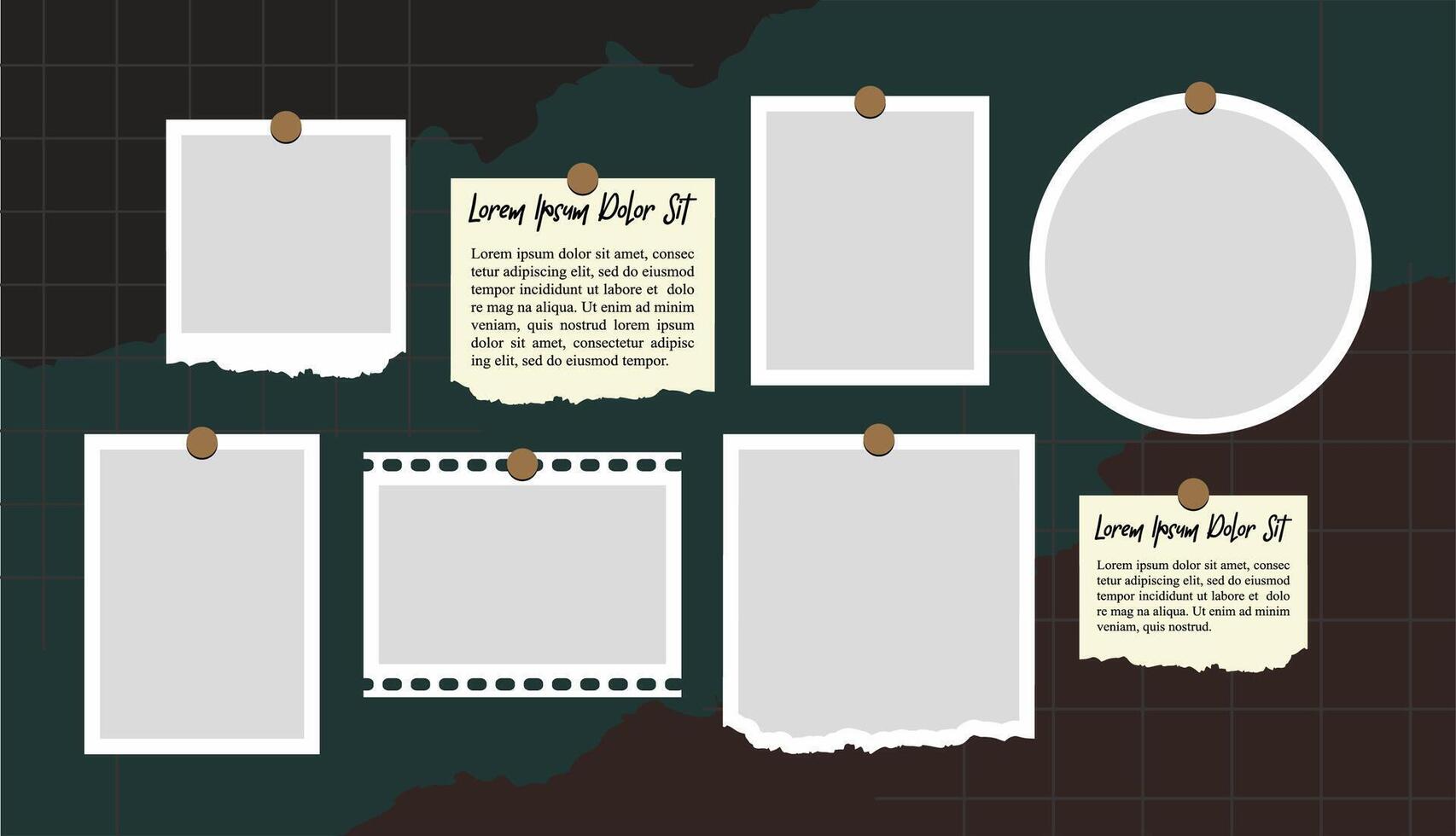 Pictures or photos frame collage and digital photo wall template vector