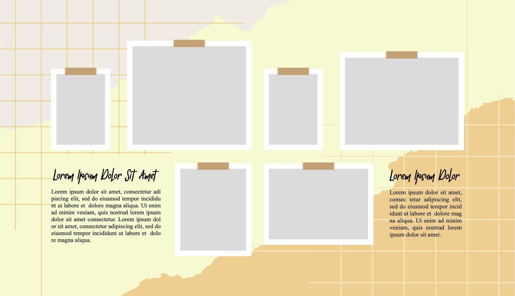 Pictures or photos frame collage layout abstract photo frames and digital photo wall template vector