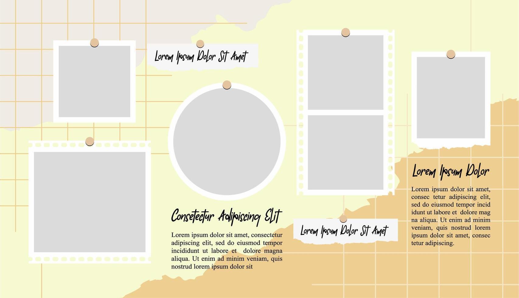 grid digital photo wall template vector