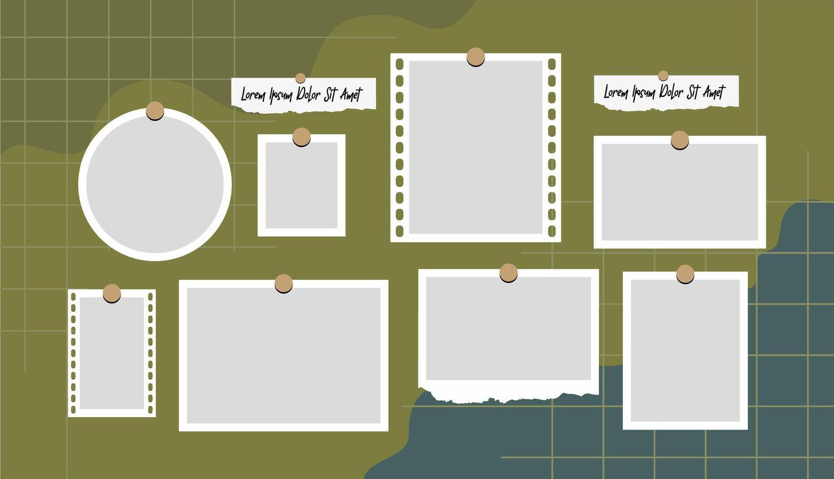 photos frame collage and digital photo wall vector