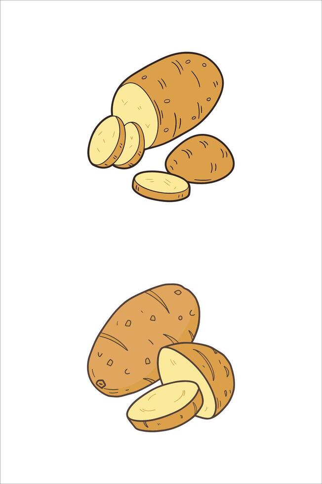 Freshly Sliced Potatoes A Minimalist Illustration. vector