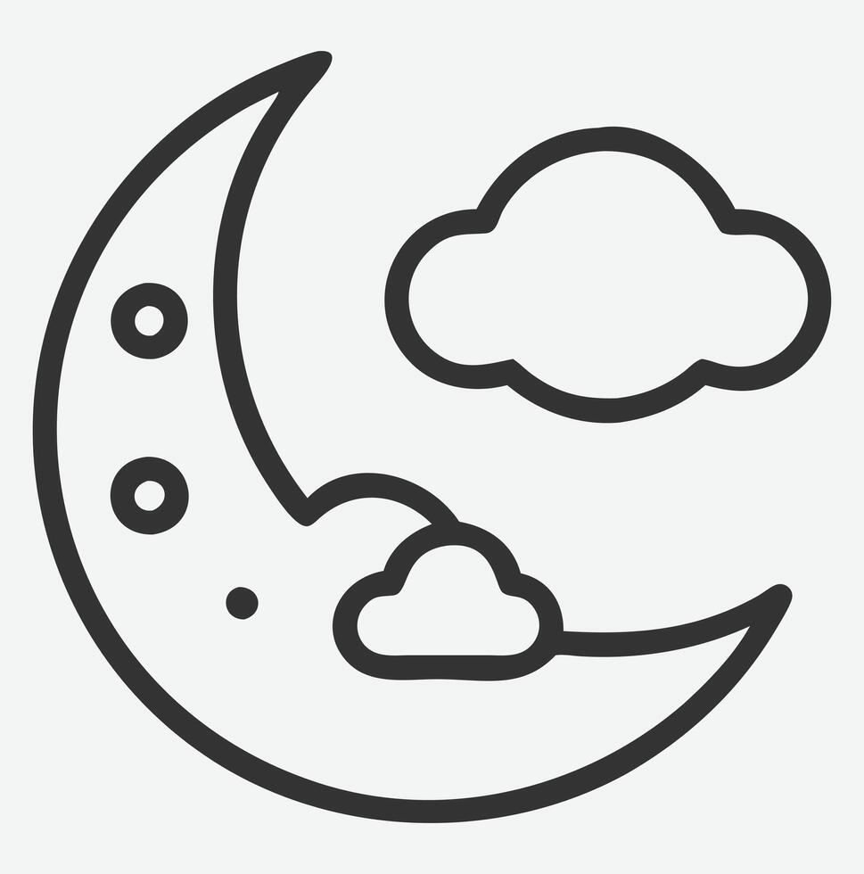 Elegant Moon Icon Line Art Illustration , Minimalist Celestial Symbol in Fine Detail vector