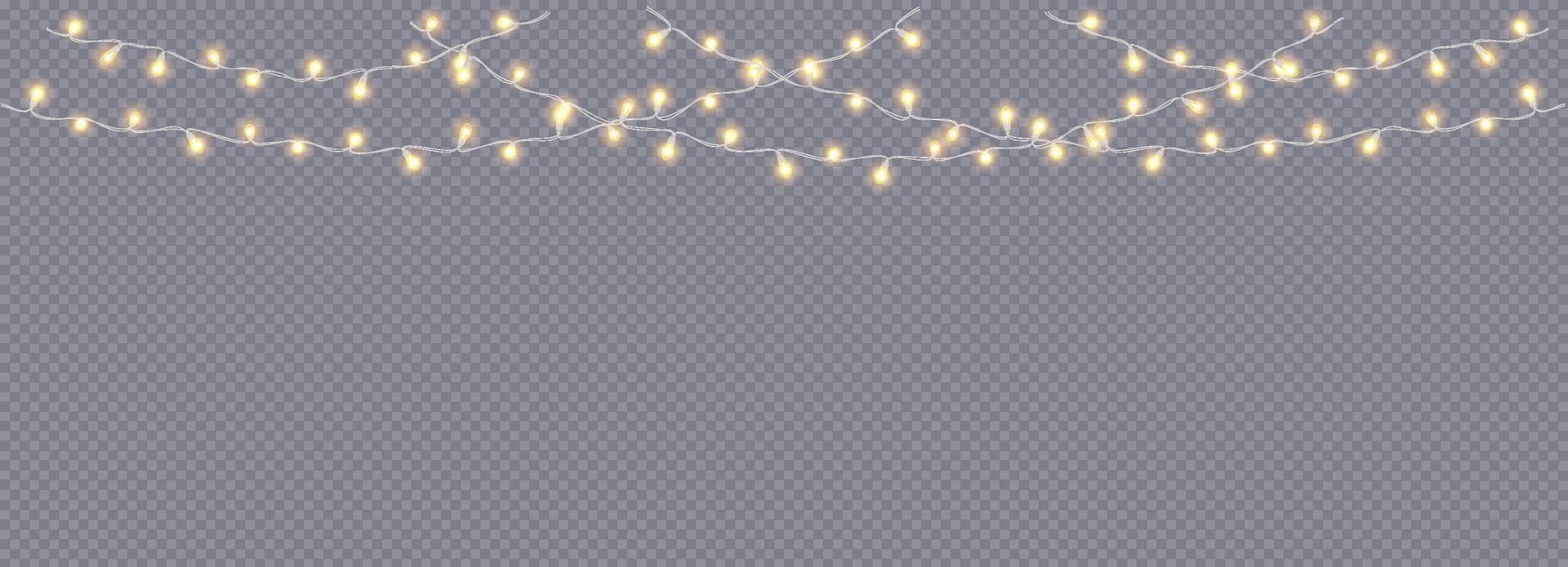 Decorative golden fairy lights border realistic icon. New year illumination for party 3d object illustration vector