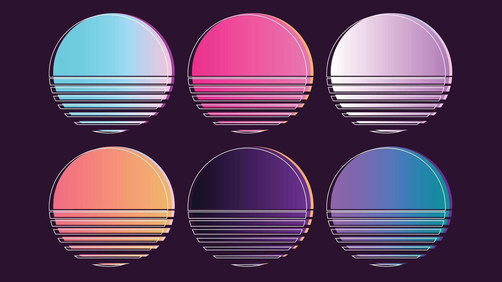 Set of gradient vintage round circle , collection retro style circle round vector