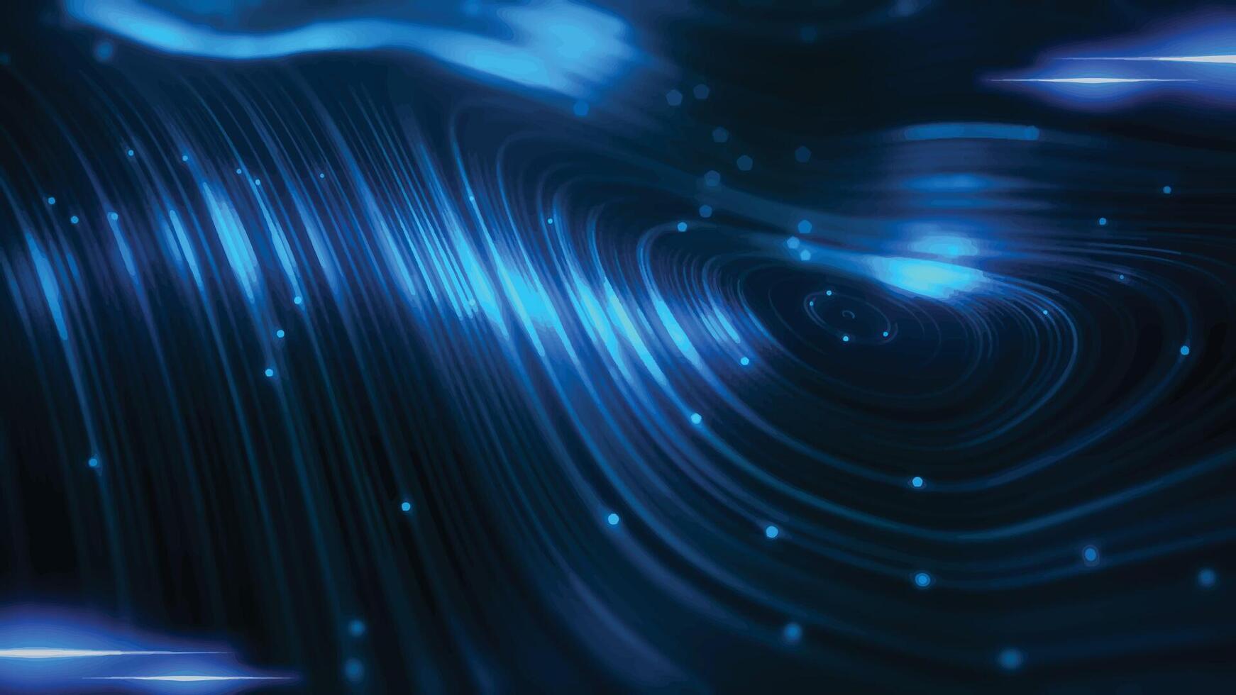 Blue Glowing Waves An Abstract Digital Art Piece. vector