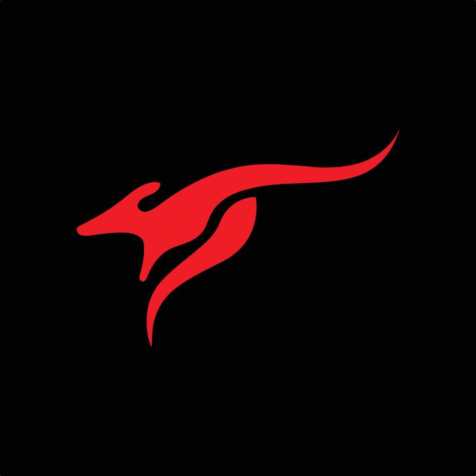 Red Kangaroo Silhouette. vector