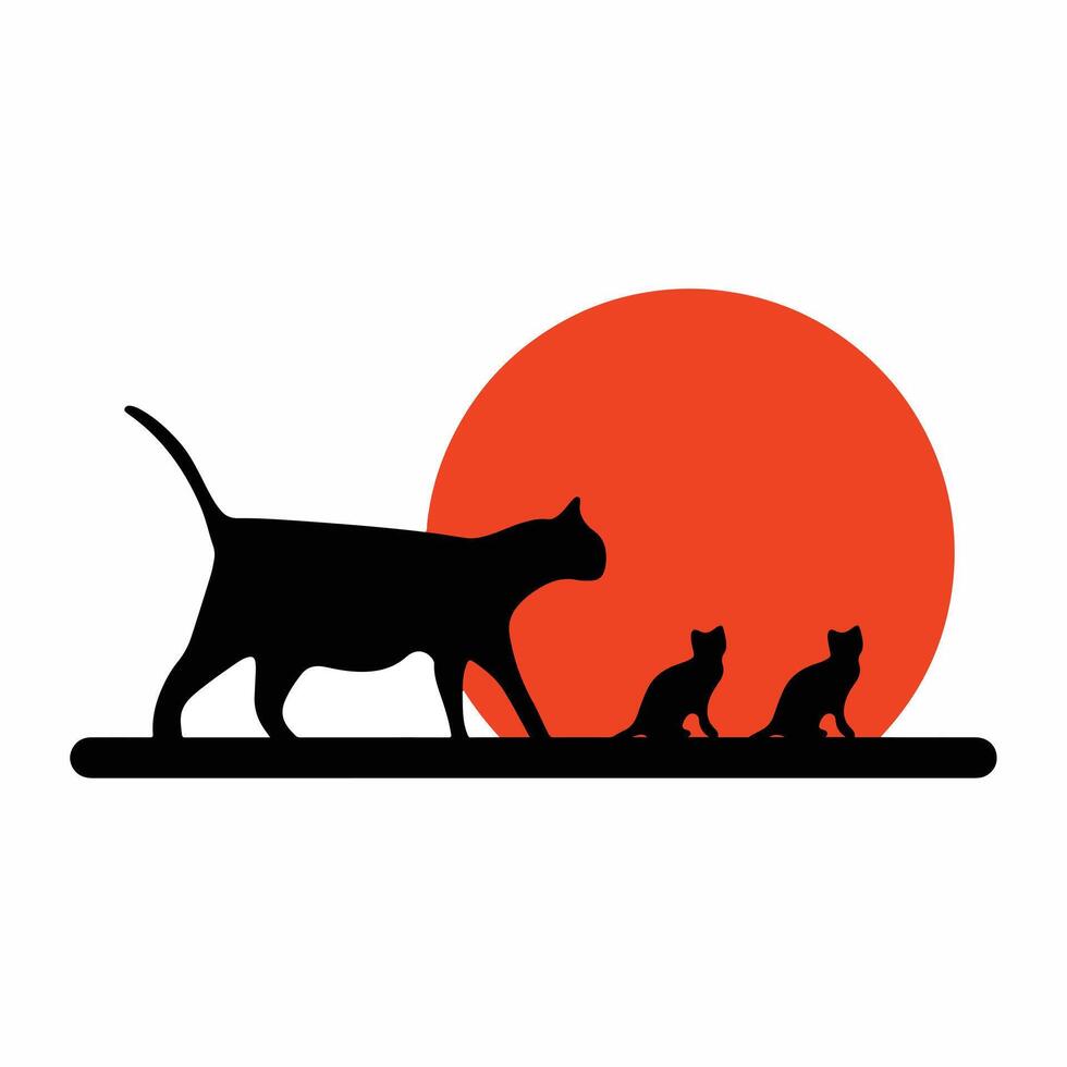Black and Orange Simple Icon Cat Shelter Logo. vector