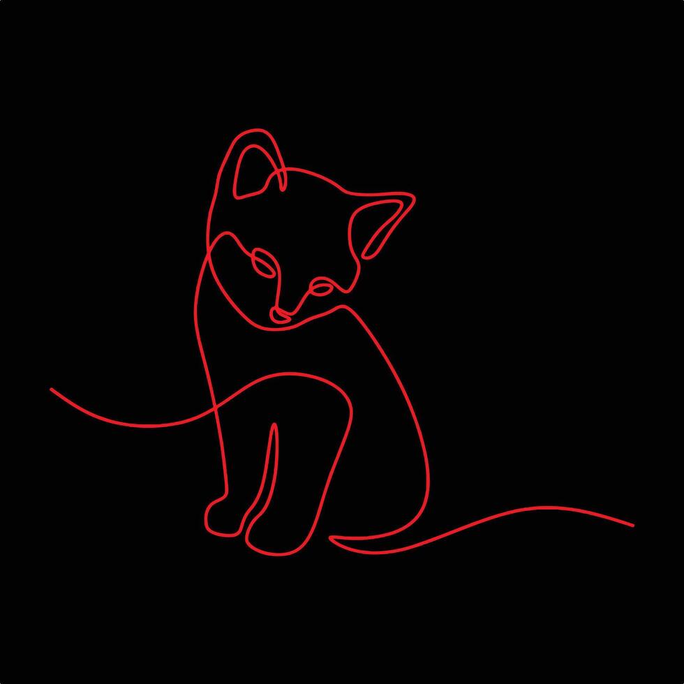 Red Minimalist Outline Cat Adoption Center Logo. vector