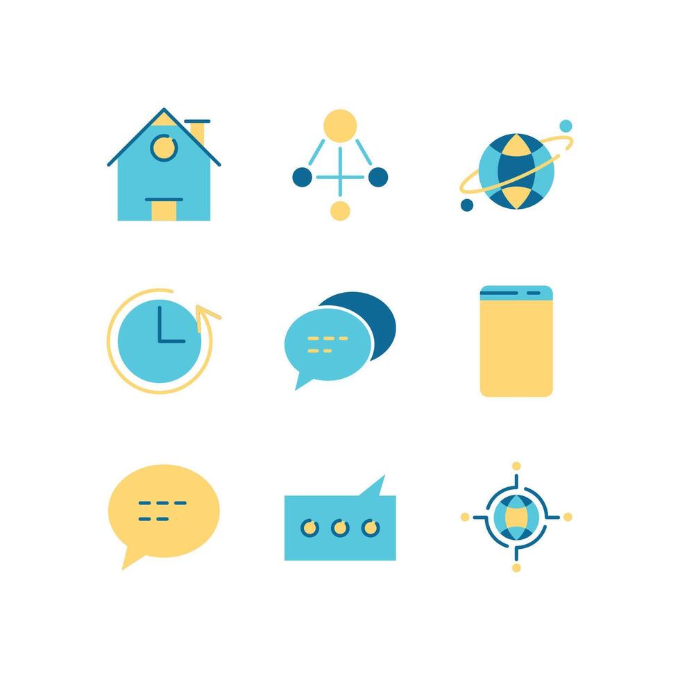 Flat Design Icon Set of Communication Technology Internet Network Connection vector