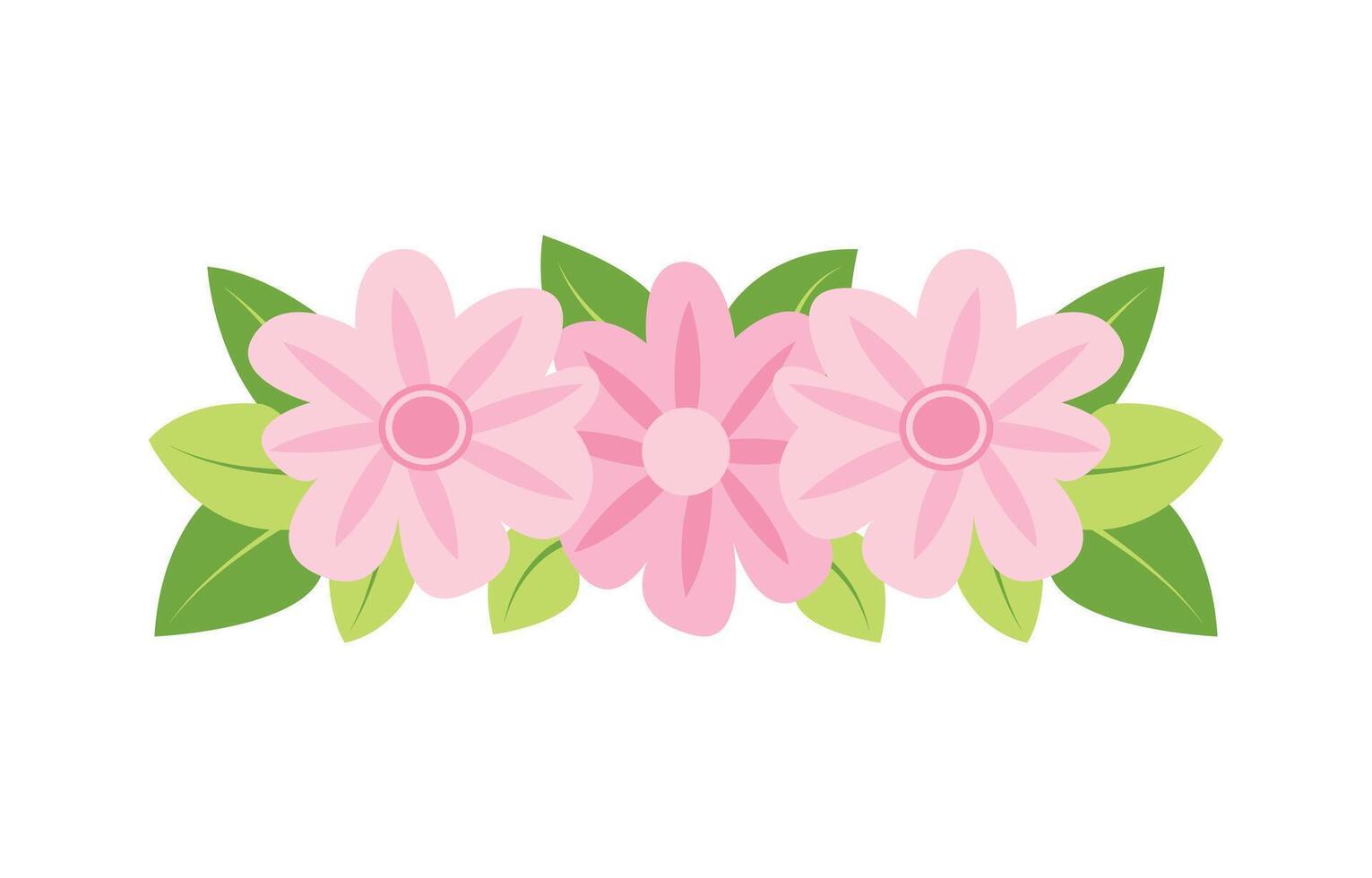 Pretty Pink Girly Flower Floral Crown with Natural Nature Leaves vector