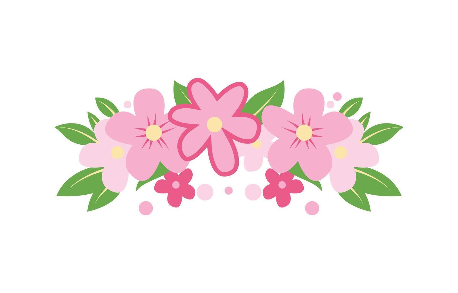 Beautiful Pink Girly Flower Floral Crown with Natural Nature Foliage vector
