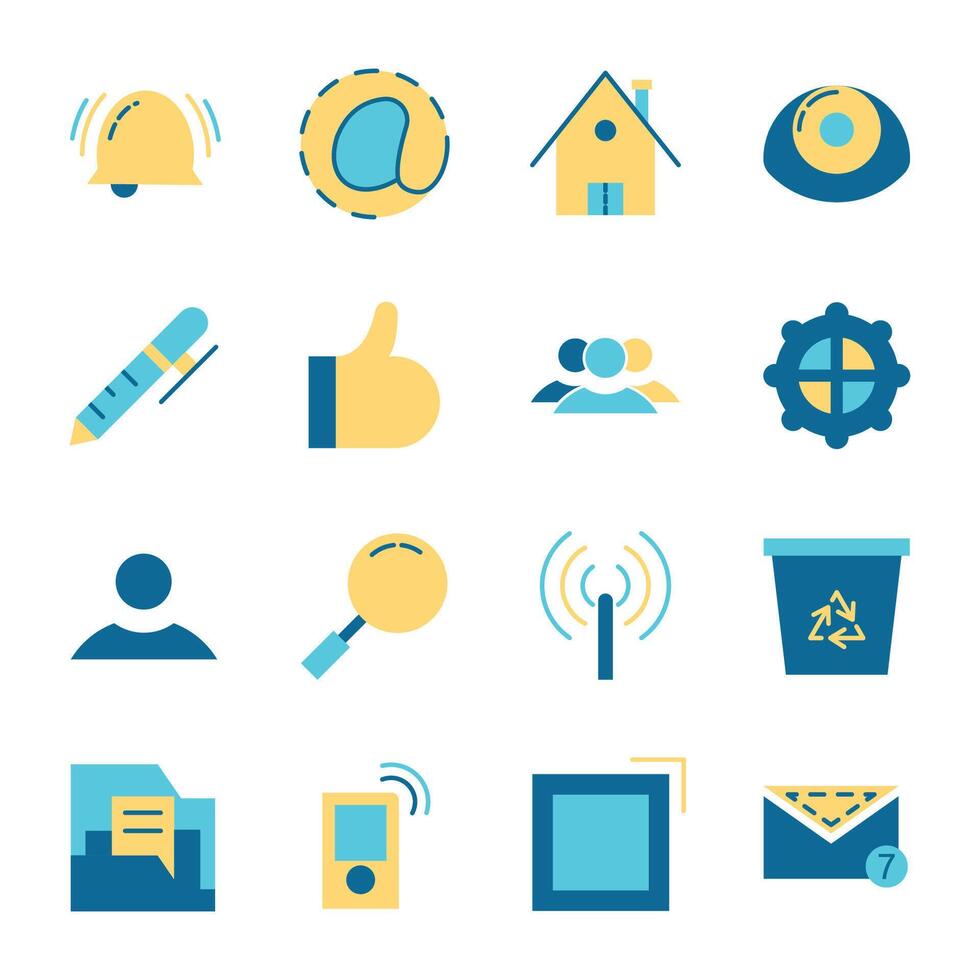 Flat Design Icon Set of Business Office Work Profile Setting vector