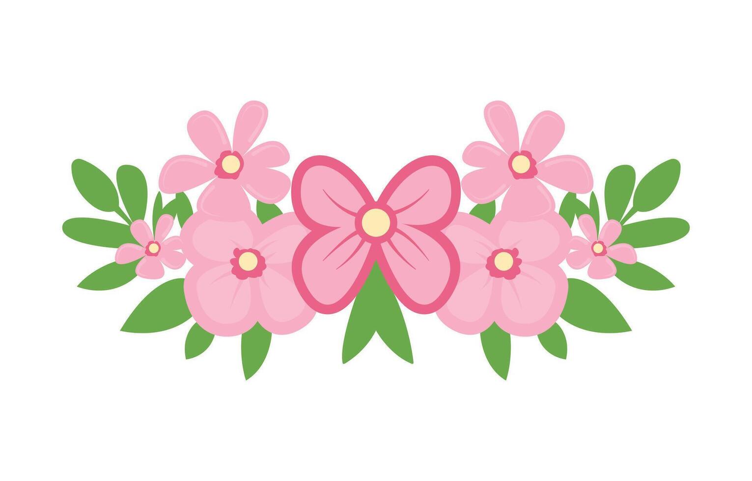 Beautiful Pink Romantic Flower Floral Crown with Natural Nature Leaves vector