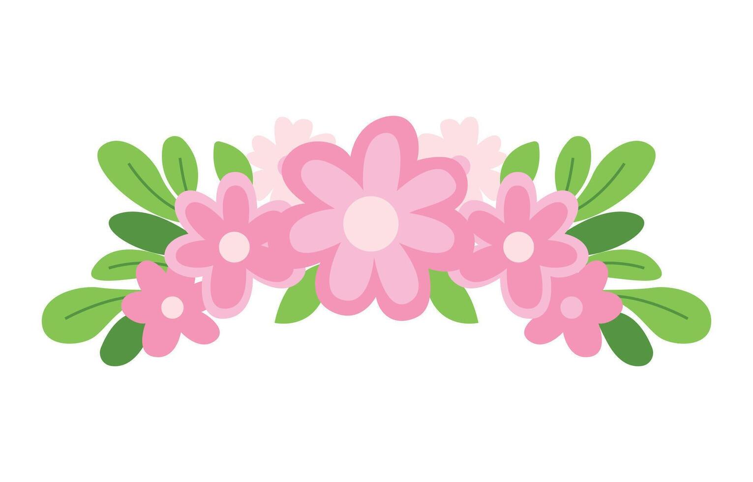Beautiful Pink Girly Flower Floral Crown with Natural Leaves vector