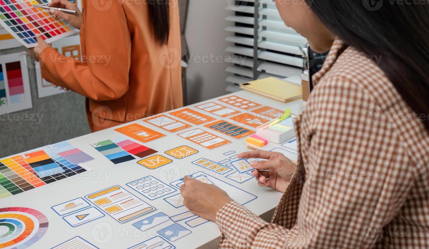 Team of Program Developer Collaborating on UXUI Design Planning in a Modern Office Environment photo