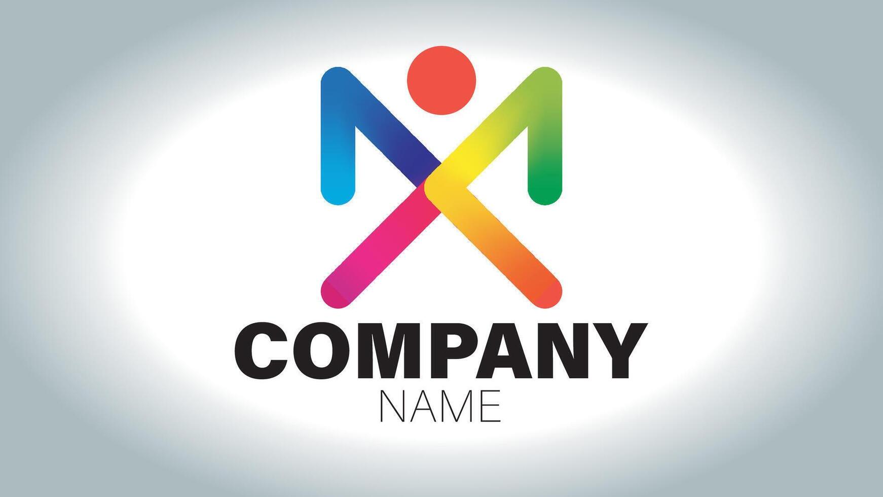 A colorful logo with a man and a woman vector