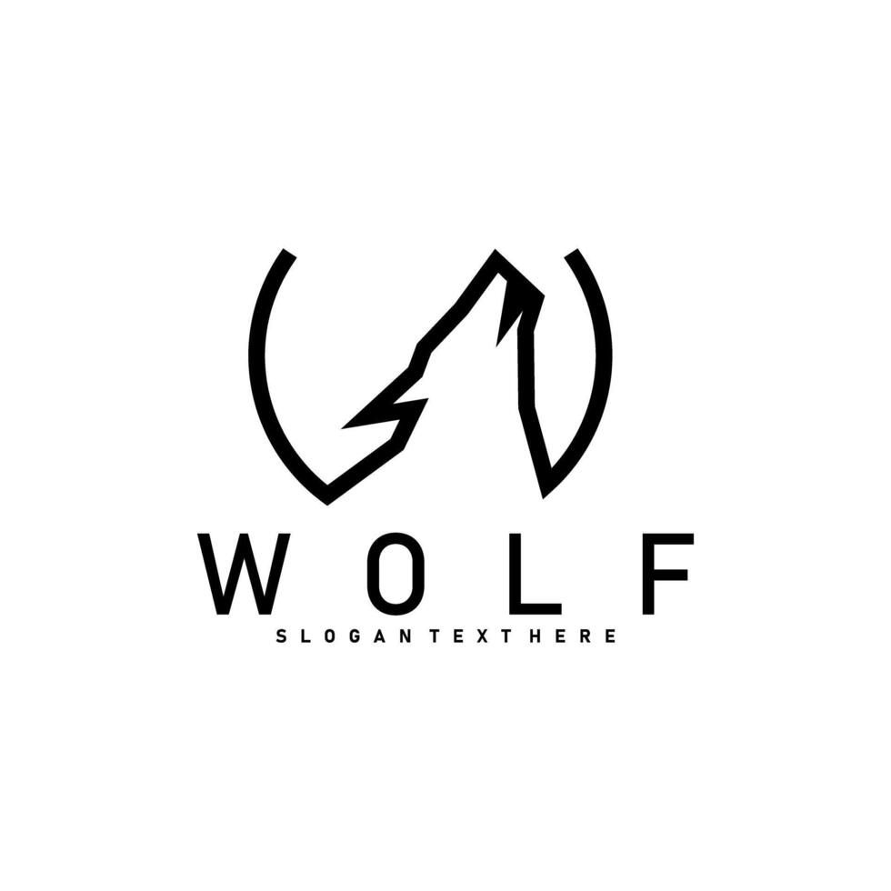Wolf Line Logo Icon Triangle Black And White Design vector