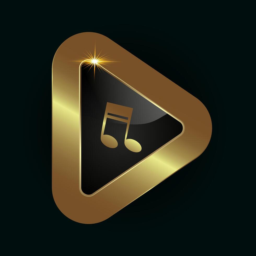 Luxury Abstract play button gold symbol design. playing button design and premium Music note button . player simple icons set designed in filled, outline vector