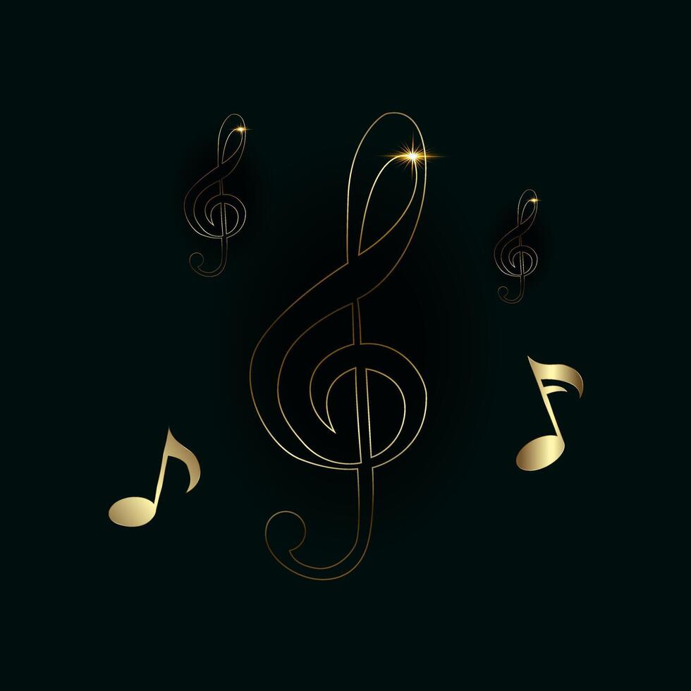 A Luxury and premium Music notes icon set. Musical key symbols. Music notes symbol illustration vector