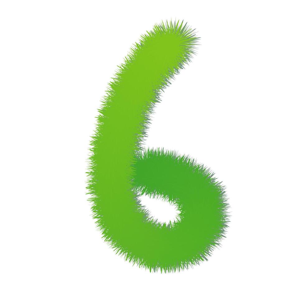 number 6 green grass isolated on white background vector