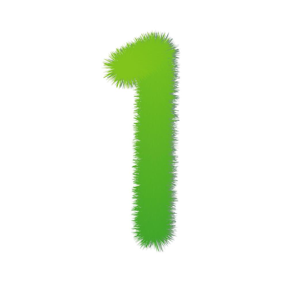 green grass number one isolated on white background vector